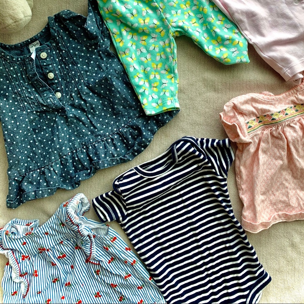 3-6 months baby girl clothes, 6 pieces brands vary
